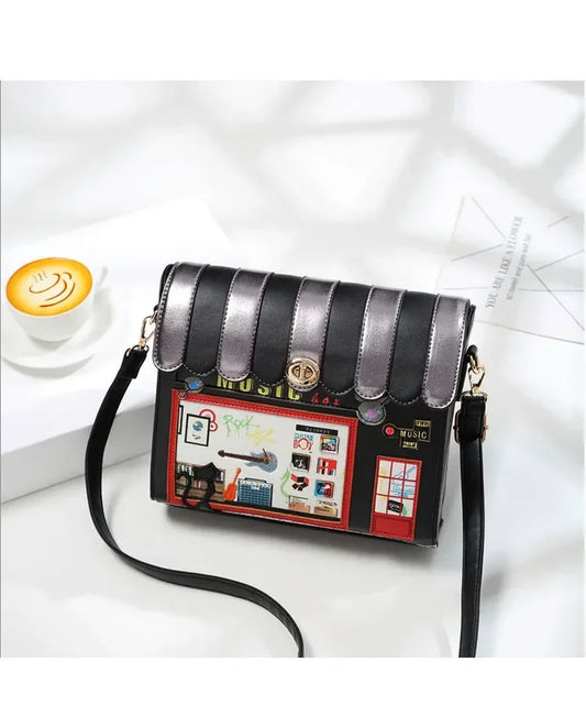 Autumn and Winter New Oblique Small Bag One-Shoulder Women'S Bag Personality Flower Bag Small Square Bag Hit Color Bag