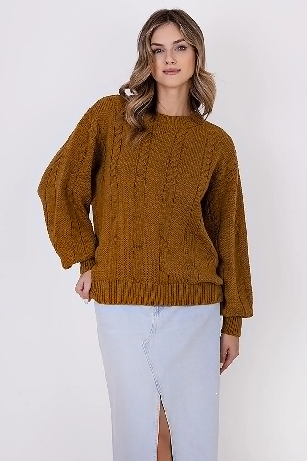 Elegant Vertical Knit Sweater MKM 187224