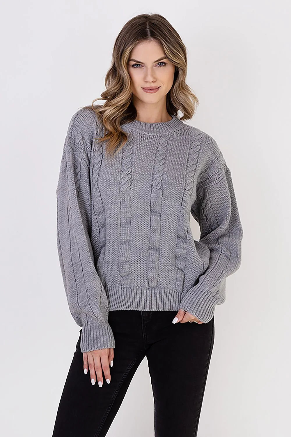 Elegant Vertical Knit Sweater MKM 187224