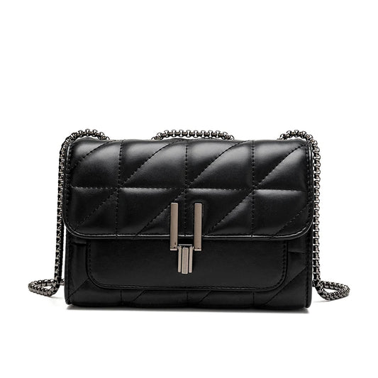 Classic Quilted Detail Square Bag, Solid Color Flap Shoulder Bag, All-Match Chain Bag