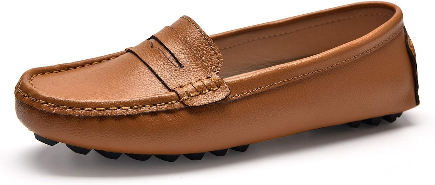 Women'S Genuine Leather Penny Loafers Classic Driving Moccasins Casual Slip on Comfort Women Loafer Shoes