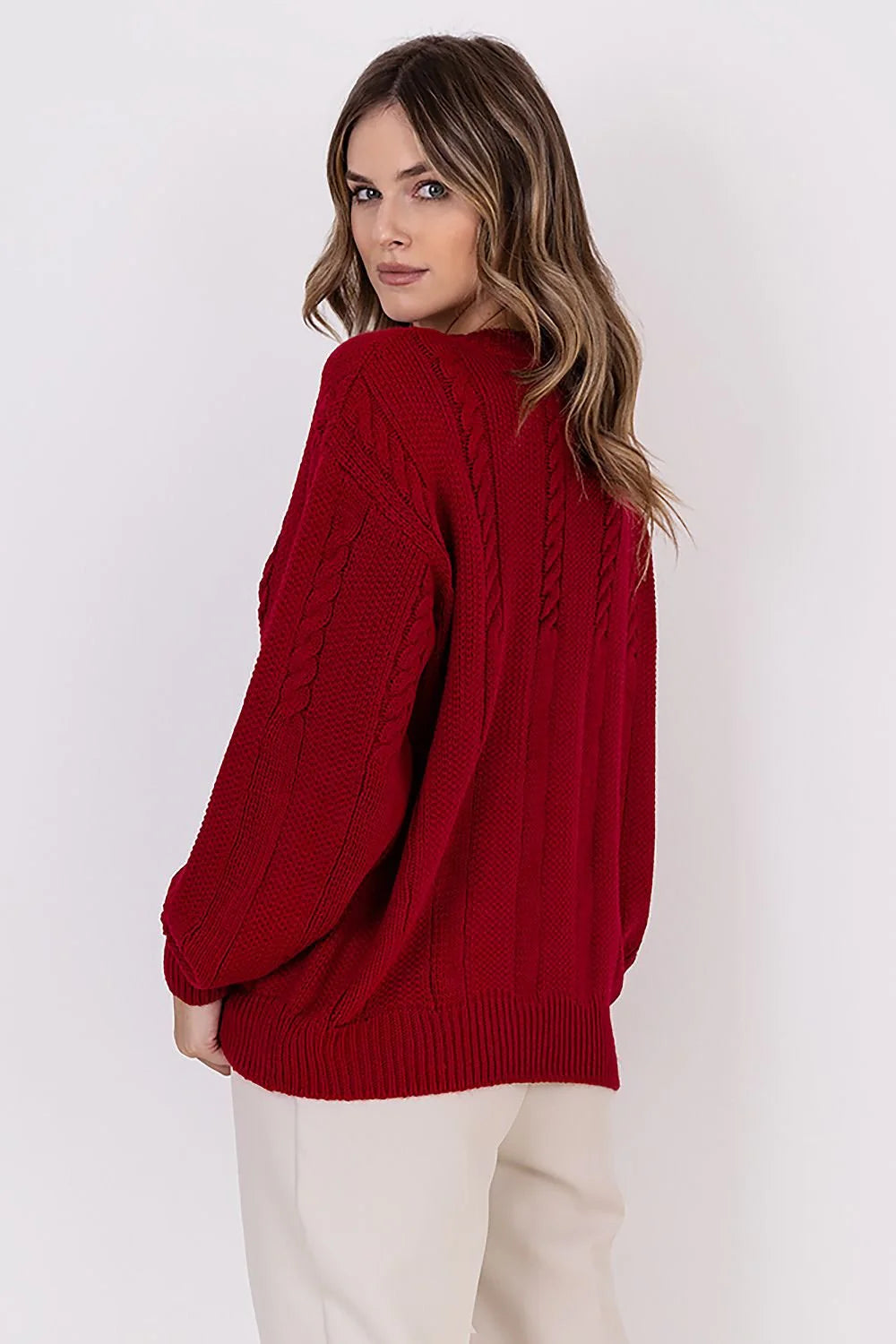 Elegant Vertical Knit Sweater MKM 187224