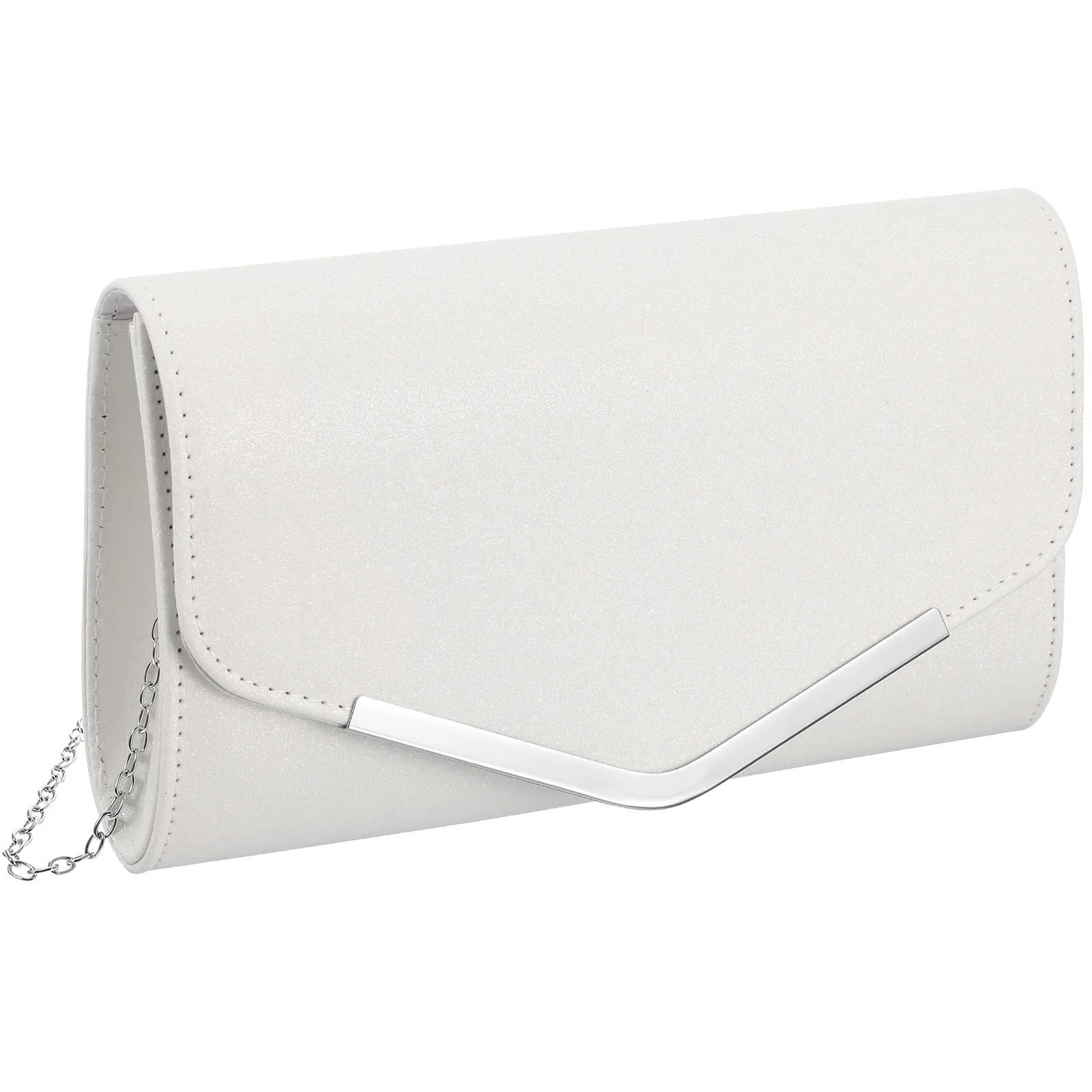 White Evening Bag Handbag Wedding Party Message Bag Clutch Bag Purse Simple Chain Bag for Women Ladies