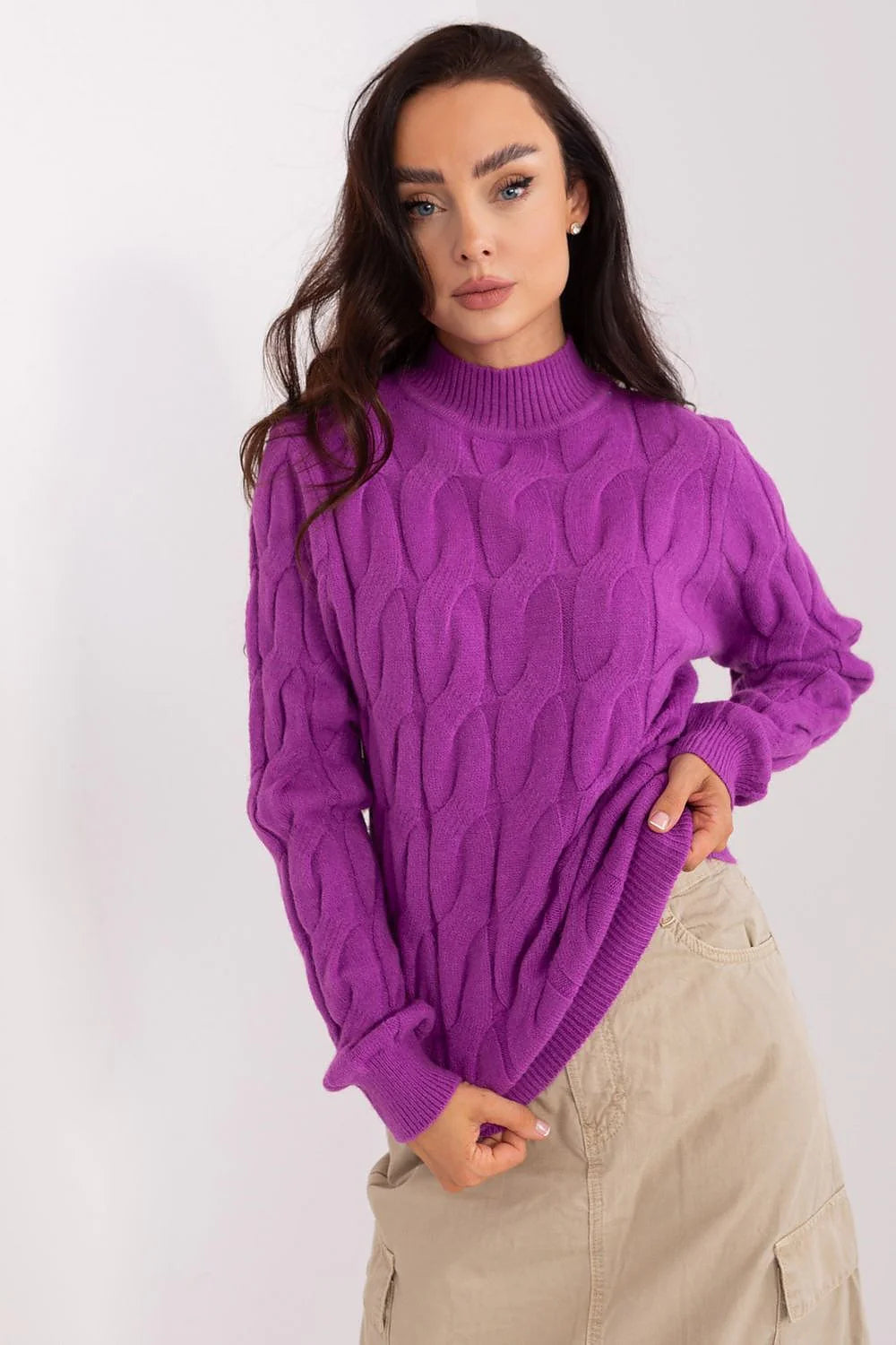 Elegant Women'S Textured Half Turtleneck Sweater