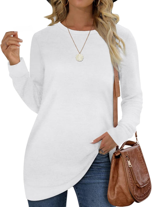 Sweatshirts for Women Crew Neck Long Sleeve Plain Fashion Casual Tops