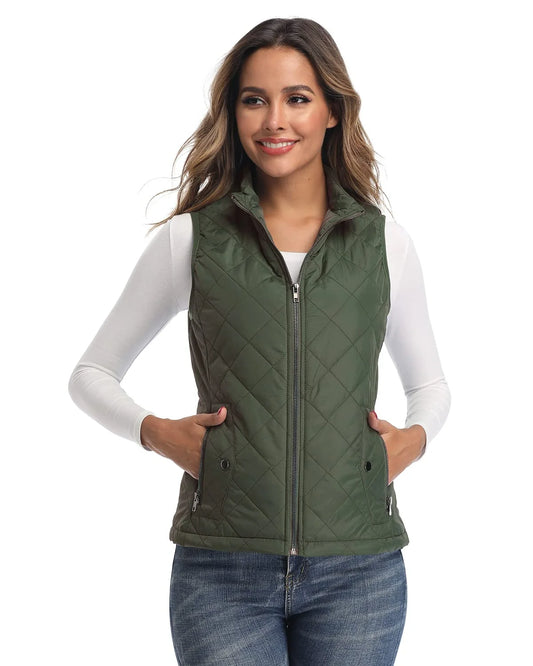 Women'S Vests Zip up Quilted Padded Lightweight Vest for Women