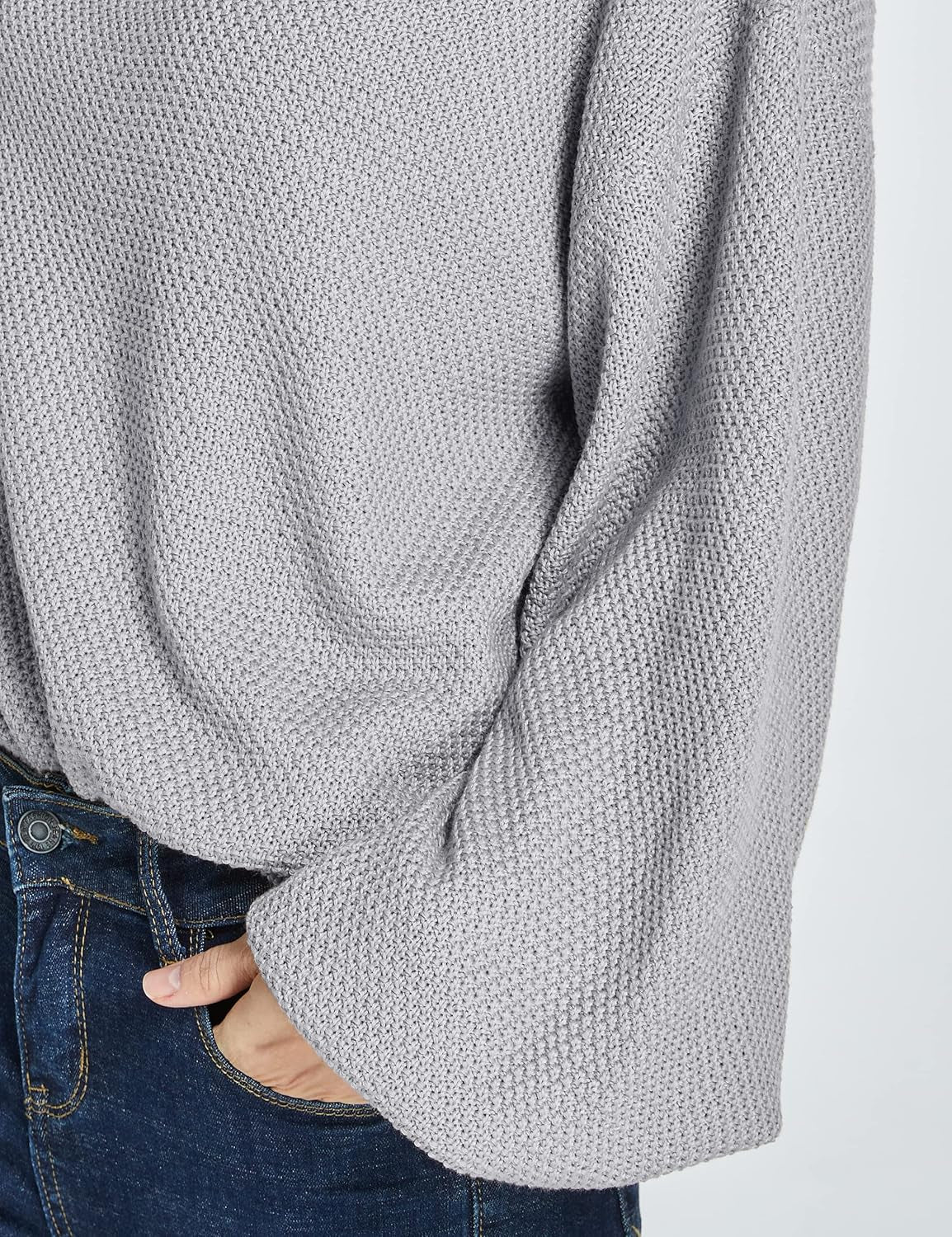 -Oversized-Sweaters-For-Women-Turtleneck Sweaters Drop Shoulder Pullover Knit Long Lantern Sleeve Casual