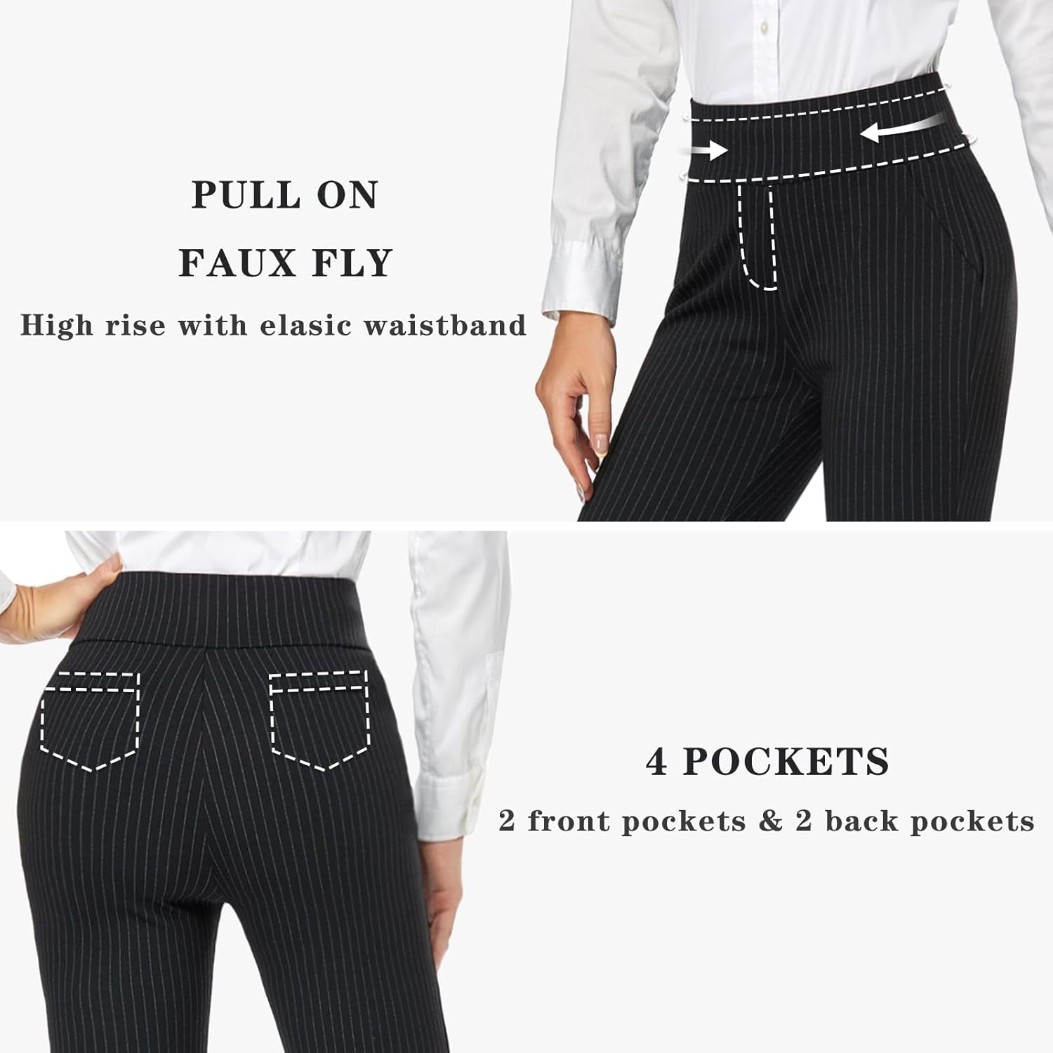 Women'S Capri Dress Pants 19"/20.5" Stretch High-Waist Crop Office Work Pants Summer Casual Capris Slacks Yoga