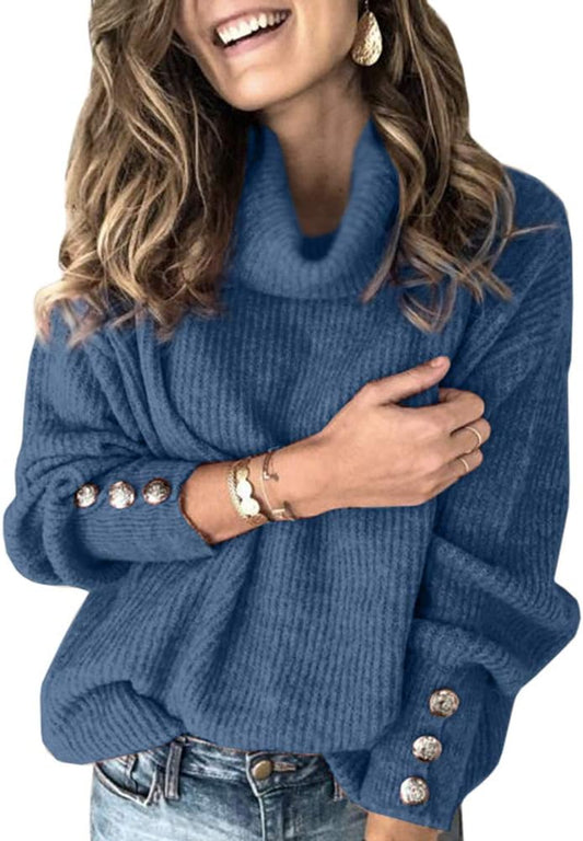 Women'S Oversized Turtleneck Chunky Pullover Sweaters Cowl Neck Long Sleeve Winter Slouchy Loose Knit Sweaters