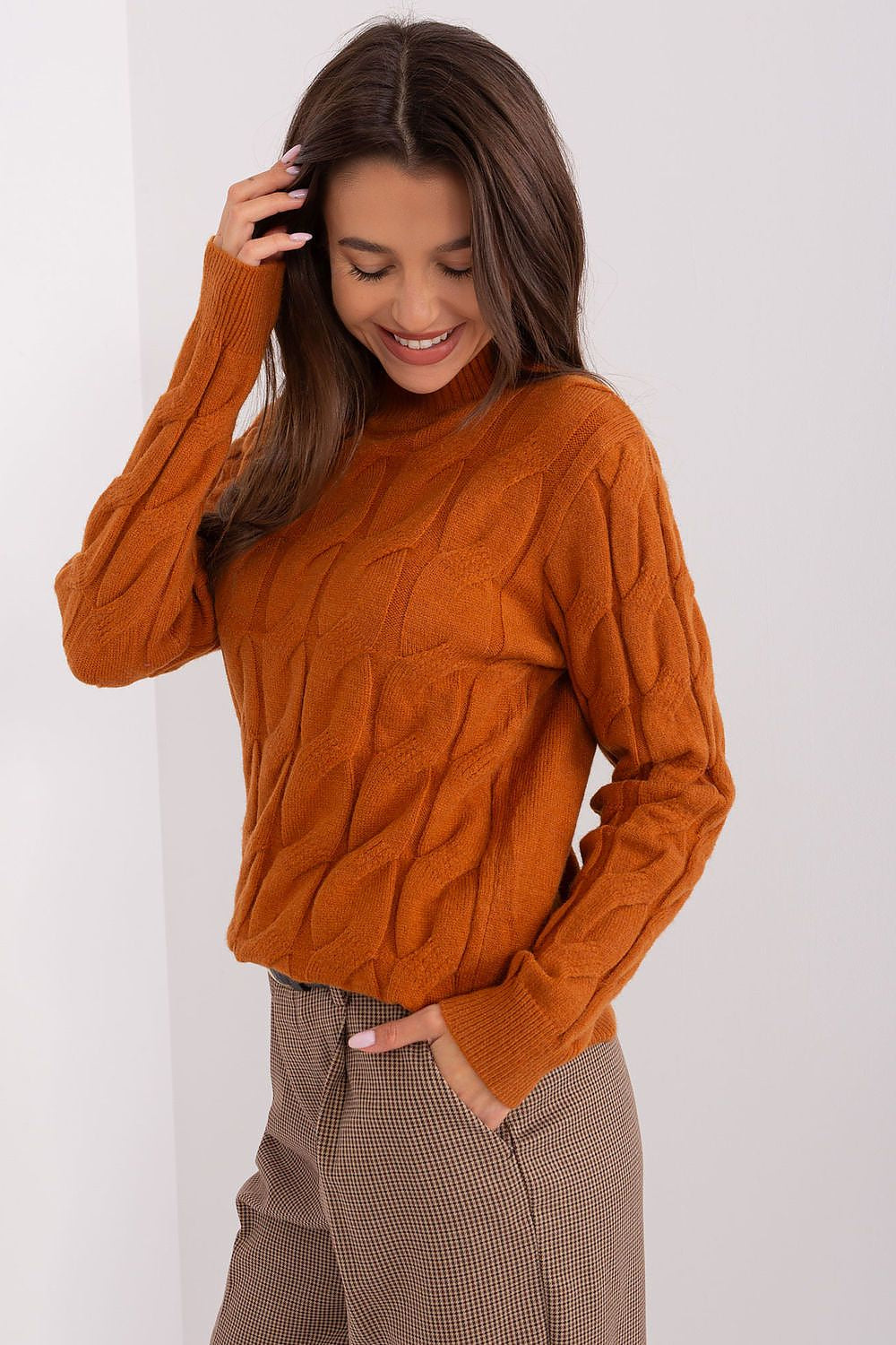 Elegant Women'S Textured Half Turtleneck Sweater