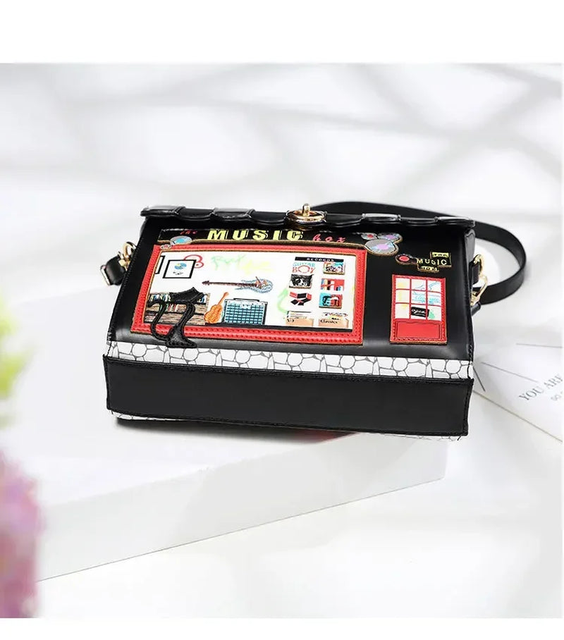 Autumn and Winter New Oblique Small Bag One-Shoulder Women'S Bag Personality Flower Bag Small Square Bag Hit Color Bag