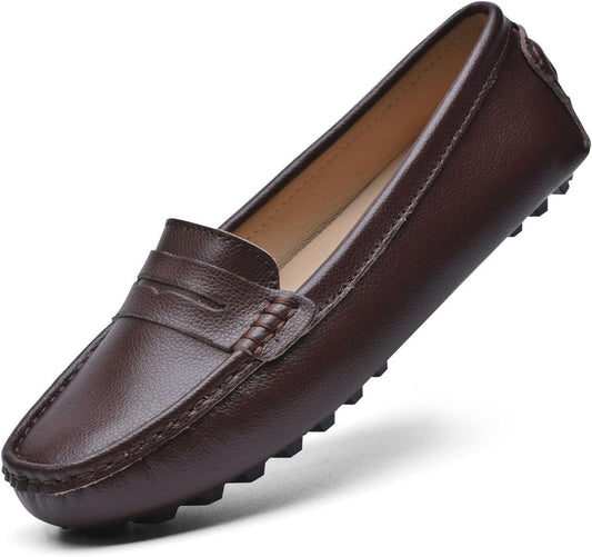 Women'S Genuine Leather Penny Loafers Classic Driving Moccasins Casual Slip on Comfort Women Loafer Shoes