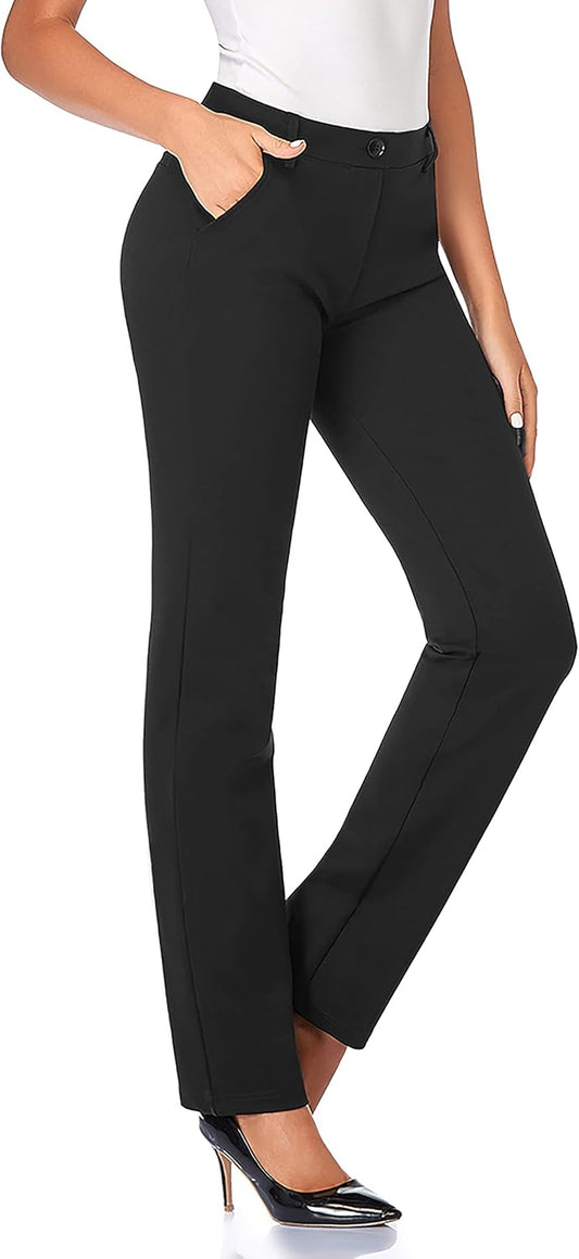 Women'S 28''/30''/32''/34'' Stretchy Straight Dress Pants with Pockets Tall, Petite, Regular for Office Work Business