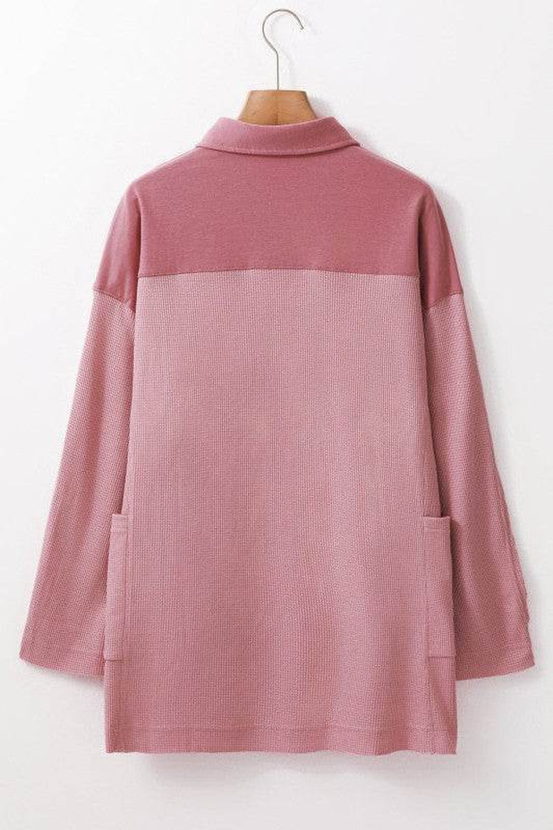 Arianna Waffle Half Button Top