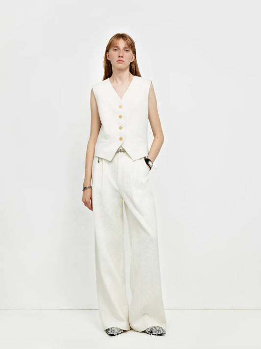 "Diary of an Old Friend" Customized Breathable Ramie Oversize Suit Vest Set