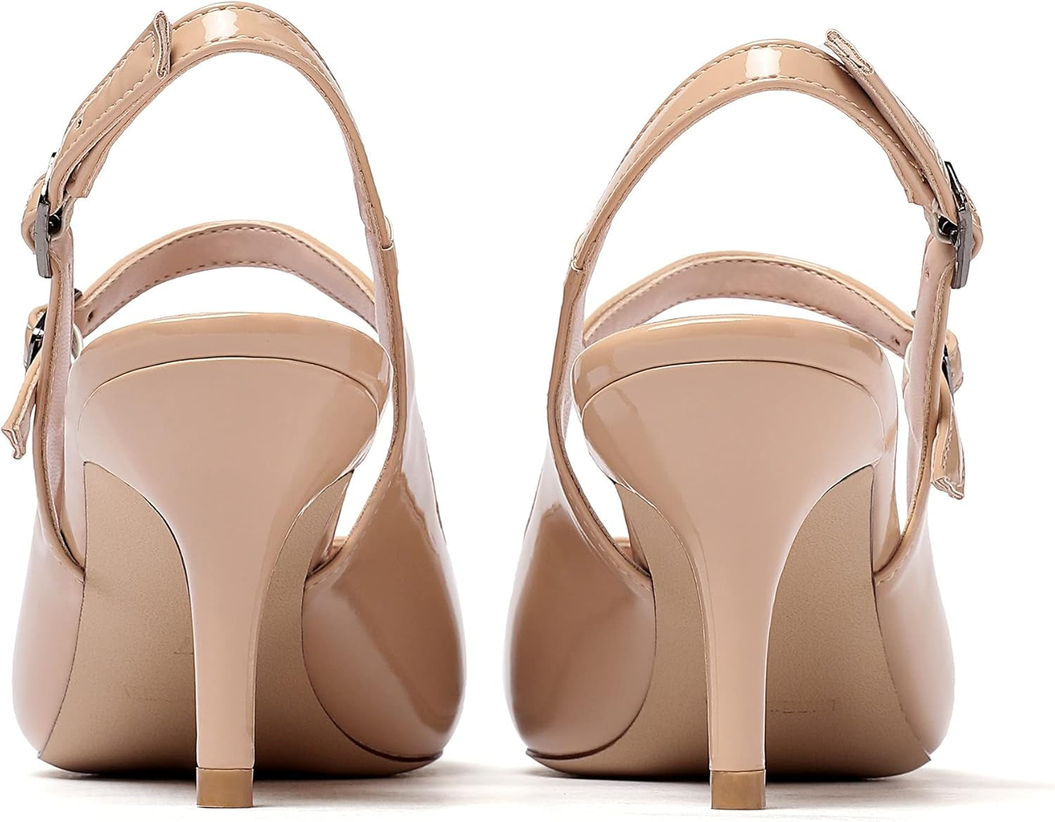 Women'S Pointed Toe Slingback Pumps, Low Heel Ankle Strap Chic Sandals, Classy Kitten Heel 2.5" Heel for Office Dress