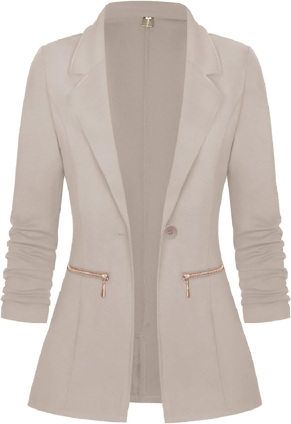 Women'S Long Sleeve Blazer Open Front Cardigan Jacket Work Office Blazer with Zipper Pockets S-3XL