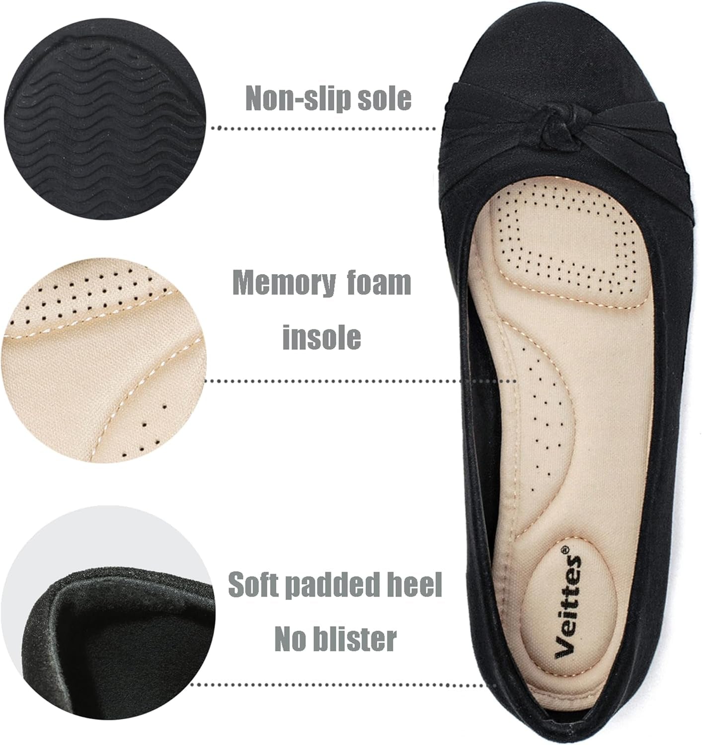 Women'S Wide Width Flat Shoes, Classic Soft round Toe Design Ballet Flats.
