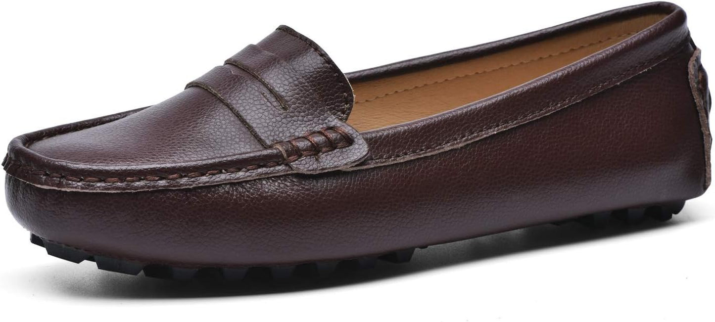 Women'S Genuine Leather Penny Loafers Classic Driving Moccasins Casual Slip on Comfort Women Loafer Shoes