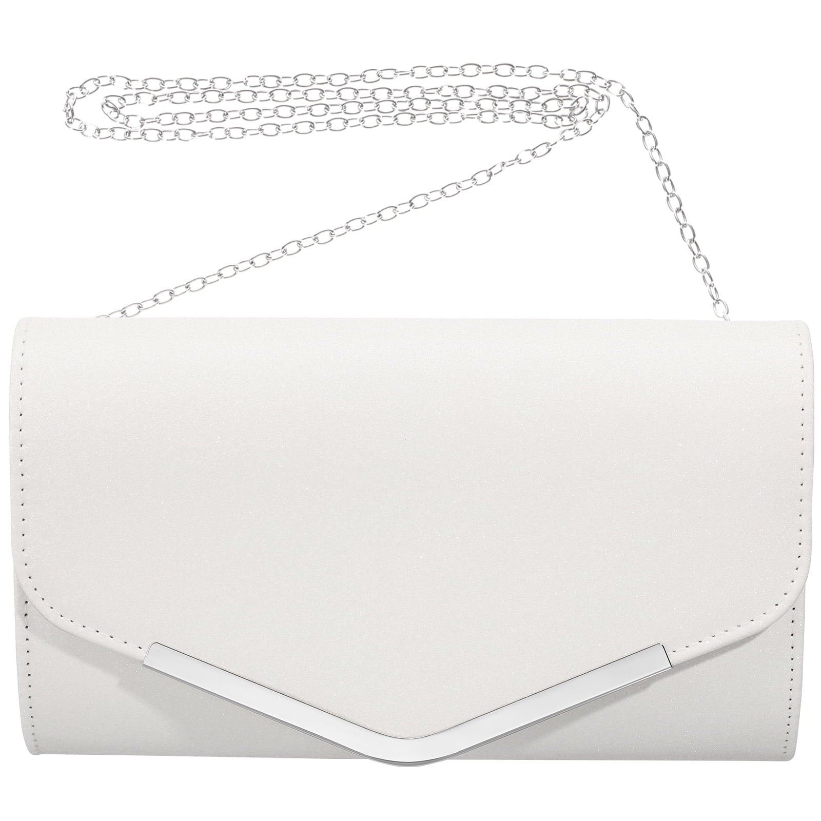 White Evening Bag Handbag Wedding Party Message Bag Clutch Bag Purse Simple Chain Bag for Women Ladies