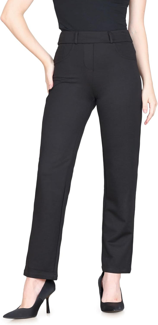 Womens Dress Pants Work High Waisted Straight Leg Trousers Business Office Casual Slacks