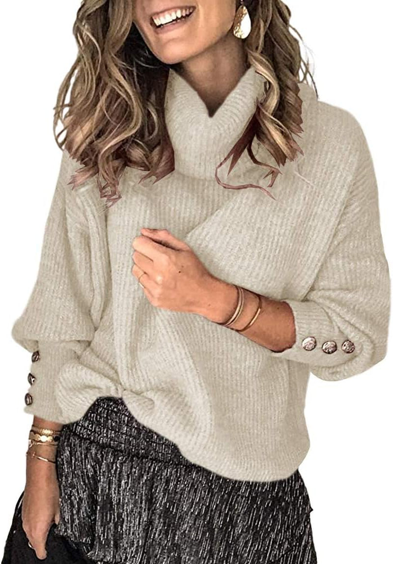 Women'S Oversized Turtleneck Chunky Pullover Sweaters Cowl Neck Long Sleeve Winter Slouchy Loose Knit Sweaters