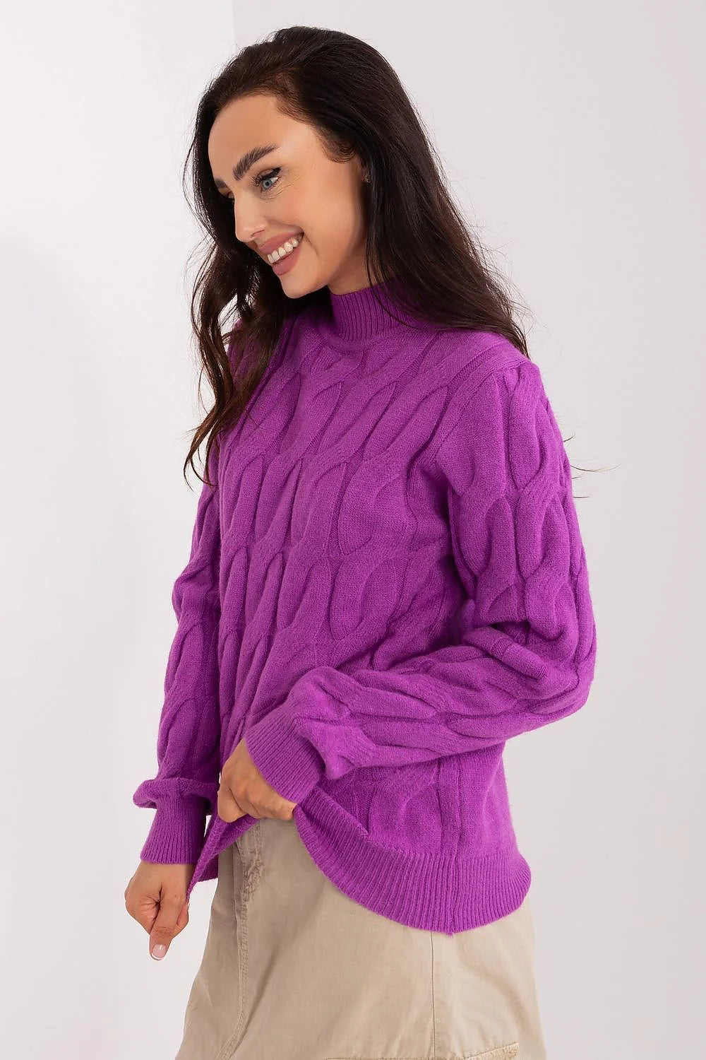 Elegant Women'S Textured Half Turtleneck Sweater