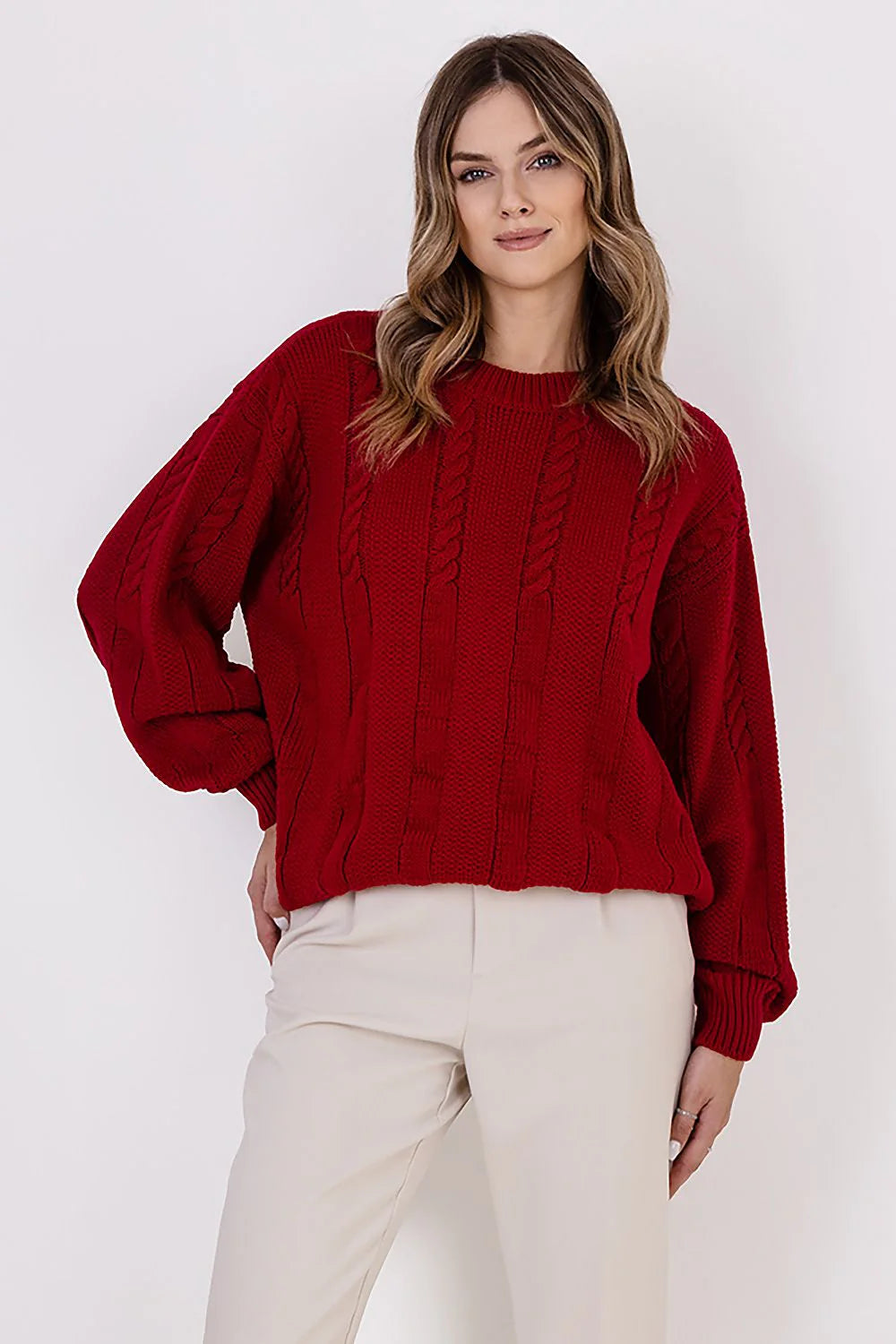 Elegant Vertical Knit Sweater MKM 187224