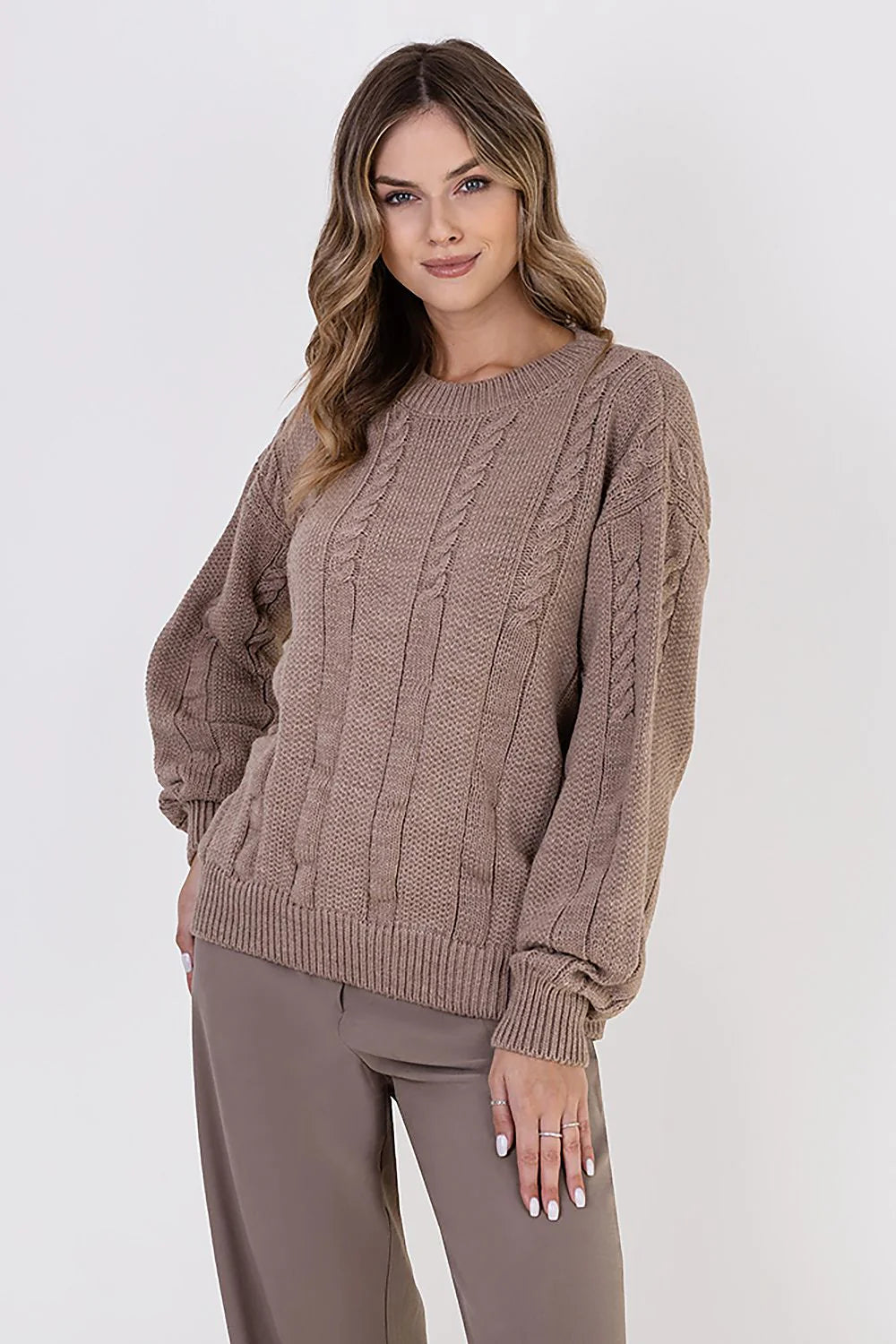 Elegant Vertical Knit Sweater MKM 187224
