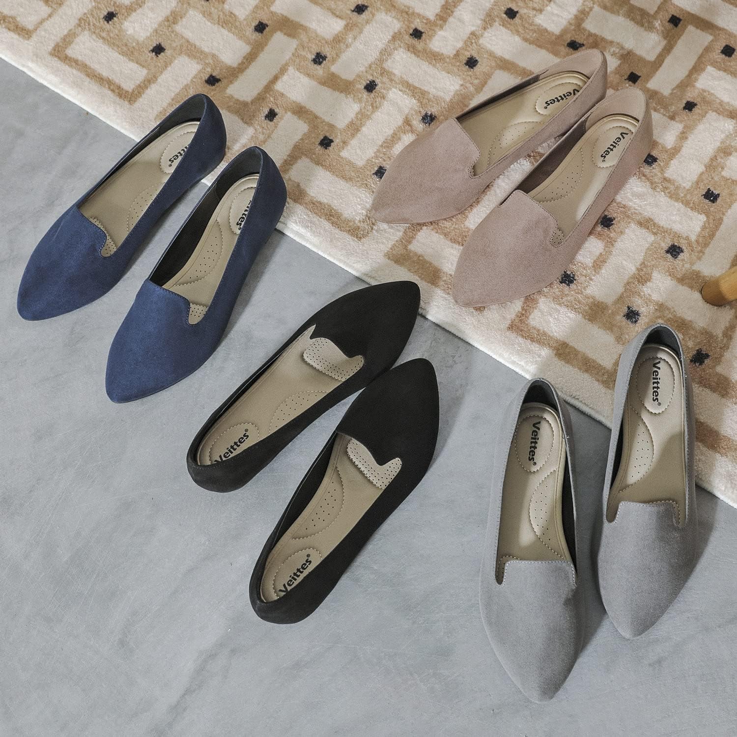 Women'S Wide Width Flat Shoes, Cassic Soft Pointed Classy Simple Ballet Flats.(2109007,Gr/Mf,11.5 Wide)