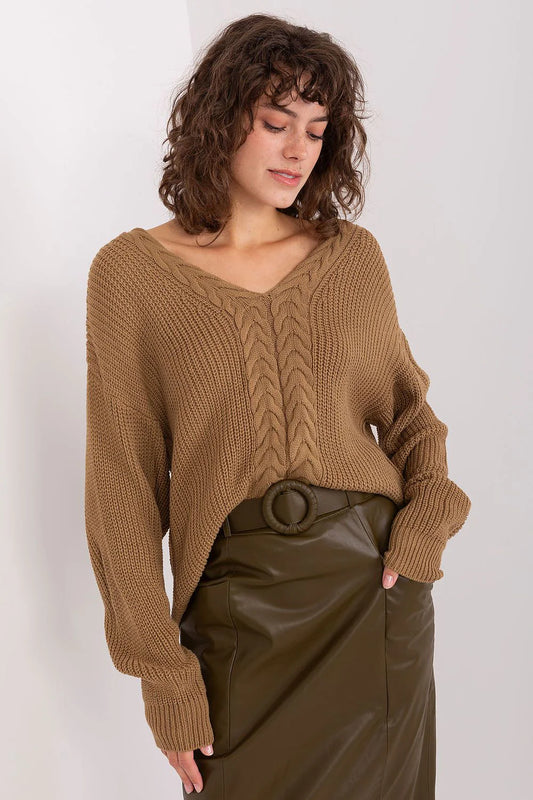 Elegant Textured V-Neck Women'S Sweater