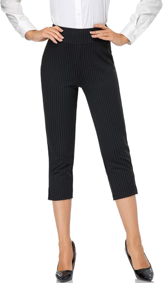 Women'S Capri Dress Pants 19"/20.5" Stretch High-Waist Crop Office Work Pants Summer Casual Capris Slacks Yoga