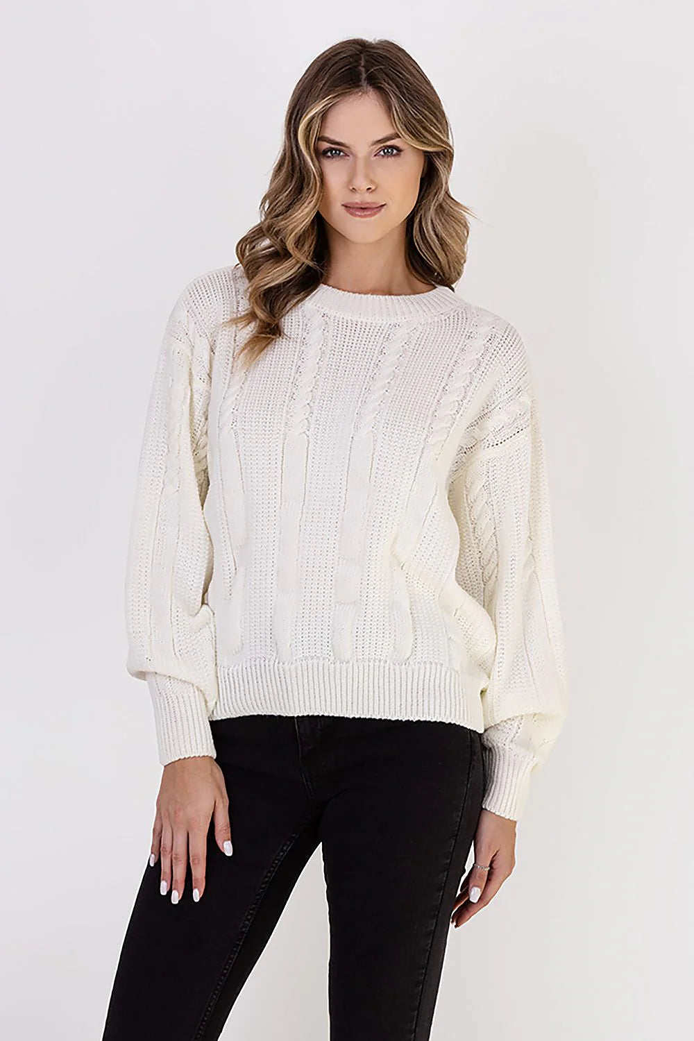 Elegant Vertical Knit Sweater MKM 187224