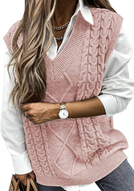 Oversized Sweater Vest for Women V Neck Sleeveless Solid Color Loose Pullover Sweater
