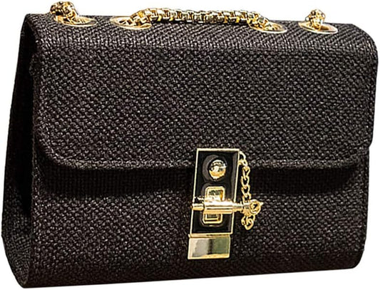 Small Crossbody Bag for Women, Cute Leather Clutch Purses for Girls, Mini Shoulder Bag with Chain Strap (Black1)