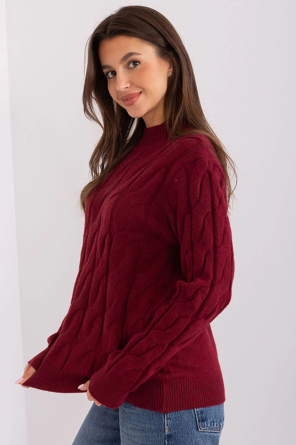 Elegant Women'S Textured Half Turtleneck Sweater