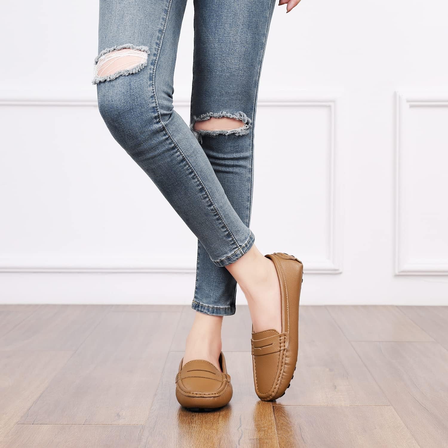 Women'S Genuine Leather Penny Loafers Classic Driving Moccasins Casual Slip on Comfort Women Loafer Shoes