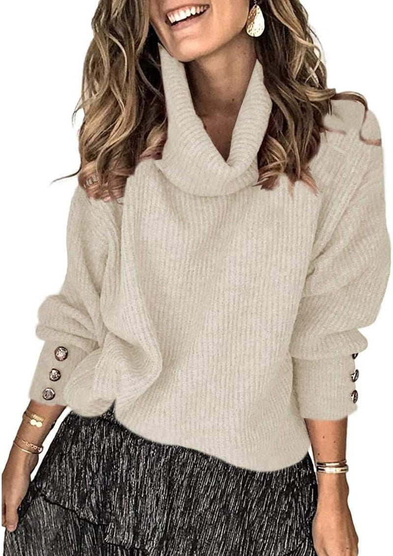 Women'S Oversized Turtleneck Chunky Pullover Sweaters Cowl Neck Long Sleeve Winter Slouchy Loose Knit Sweaters