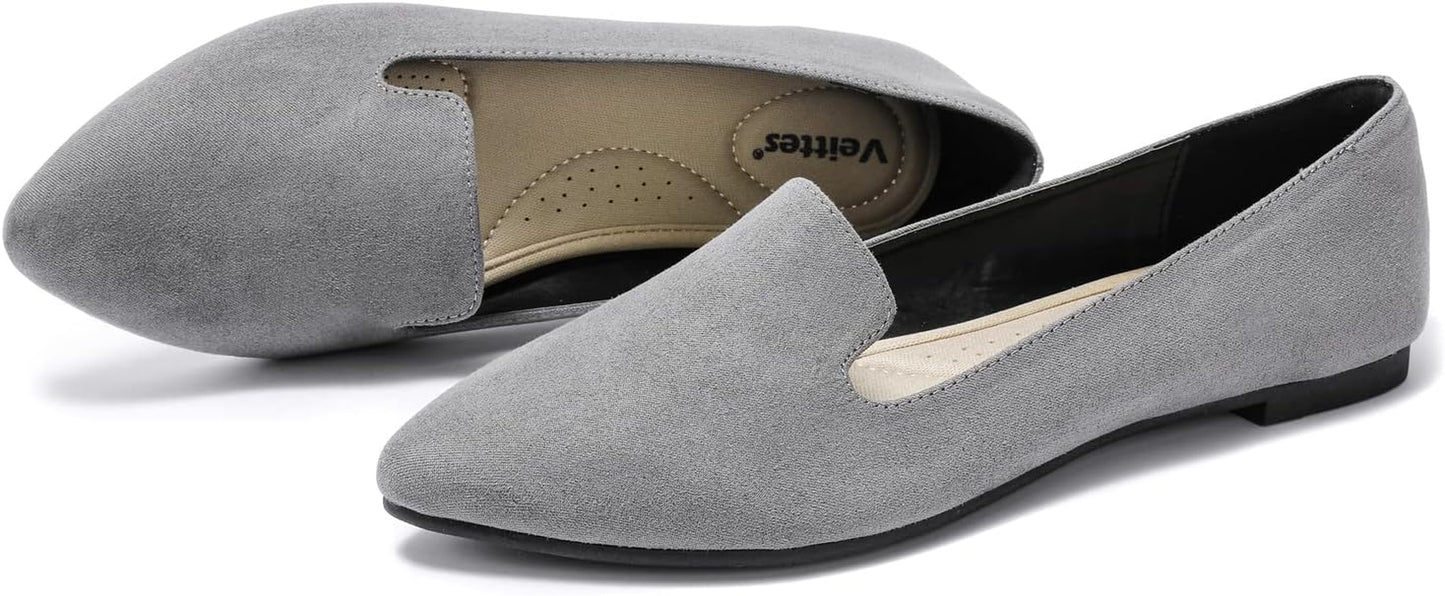 Women'S Wide Width Flat Shoes, Cassic Soft Pointed Classy Simple Ballet Flats.(2109007,Gr/Mf,11.5 Wide)