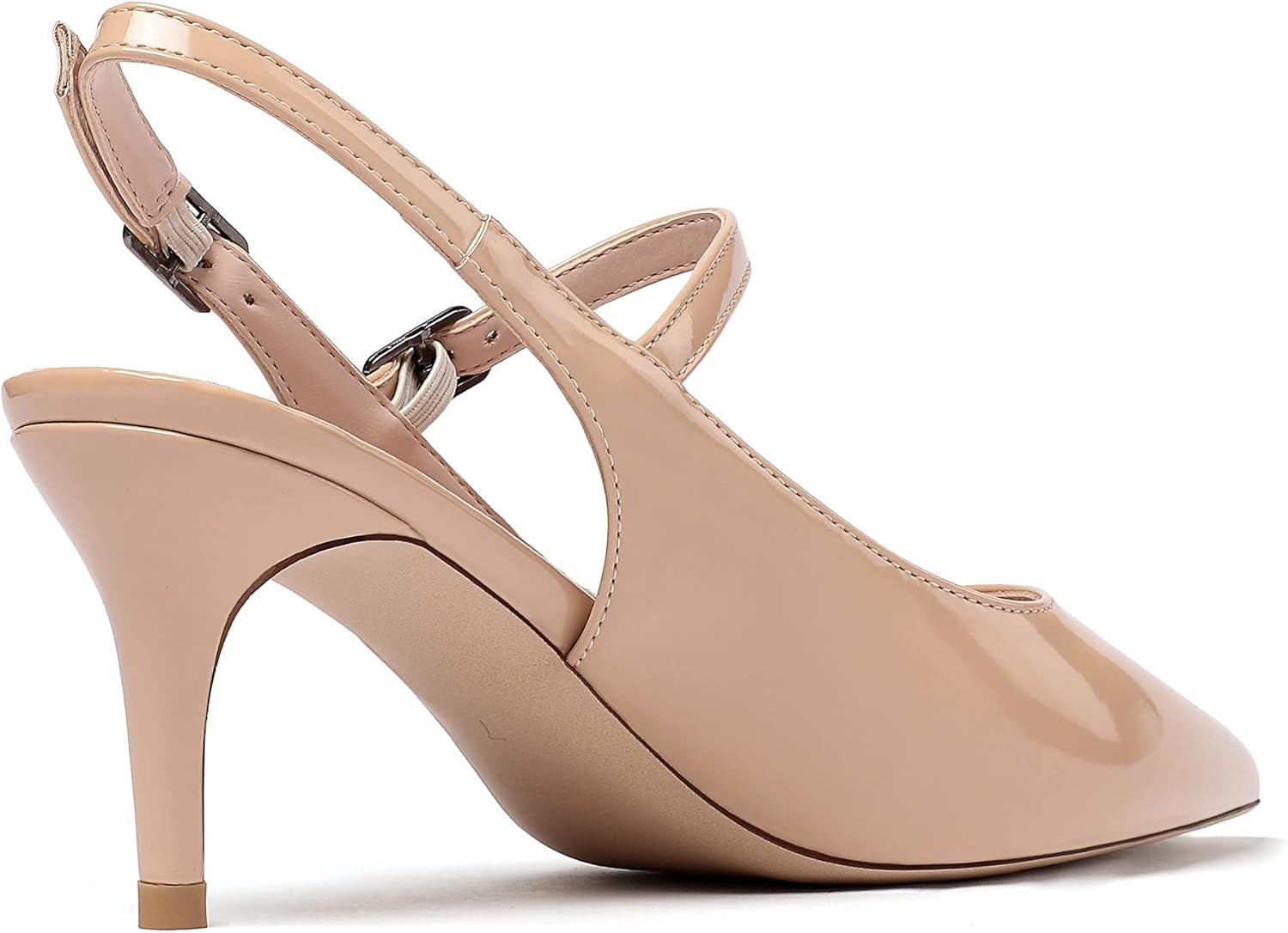 Women'S Pointed Toe Slingback Pumps, Low Heel Ankle Strap Chic Sandals, Classy Kitten Heel 2.5" Heel for Office Dress