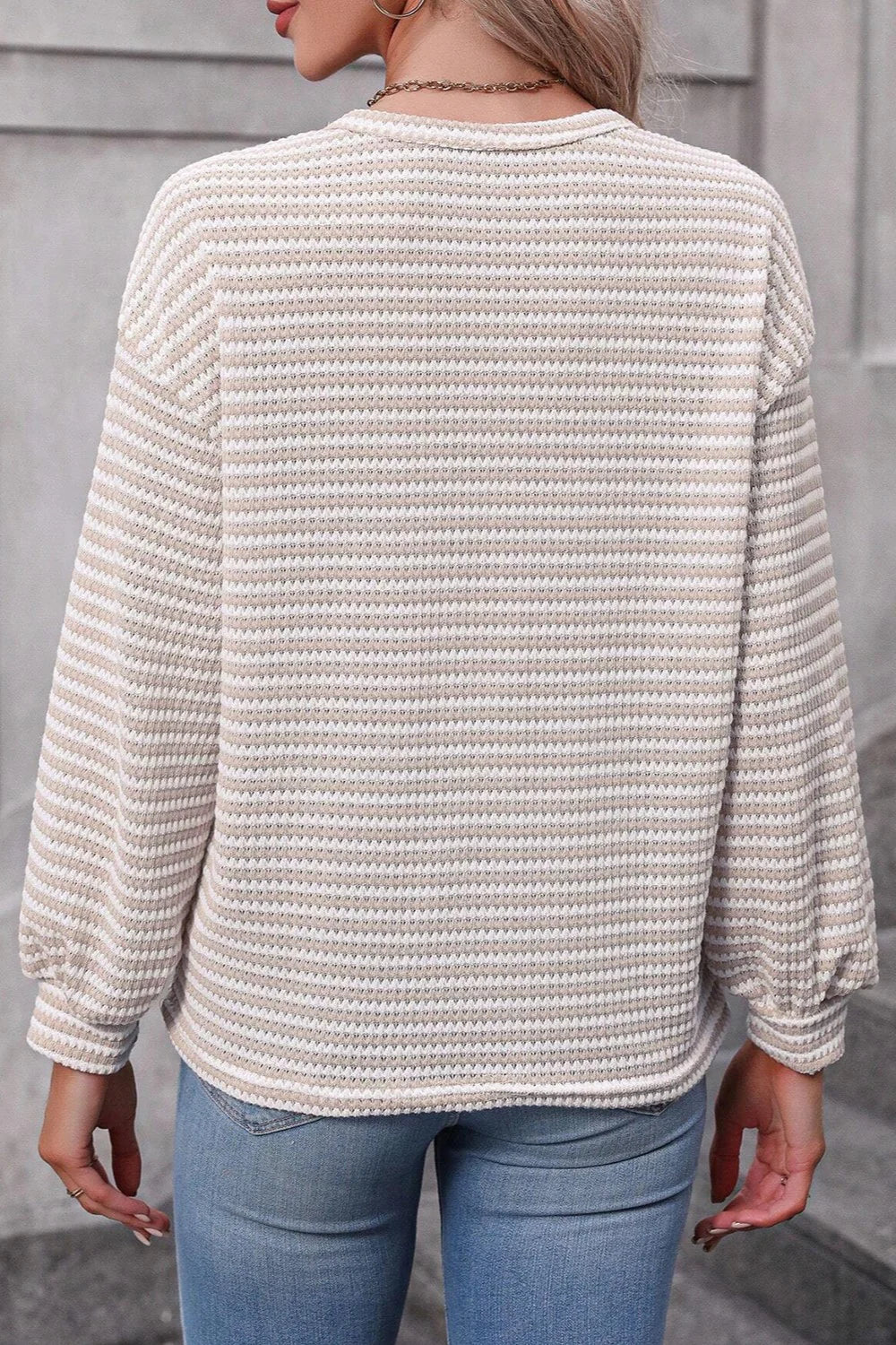 Striped round Neck Long Sleeve Top