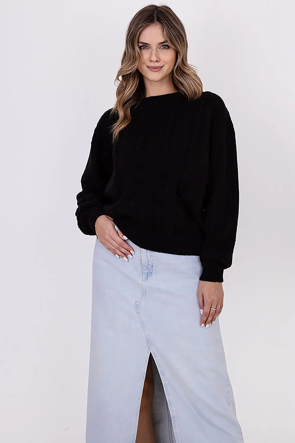 Elegant Vertical Knit Sweater MKM 187224