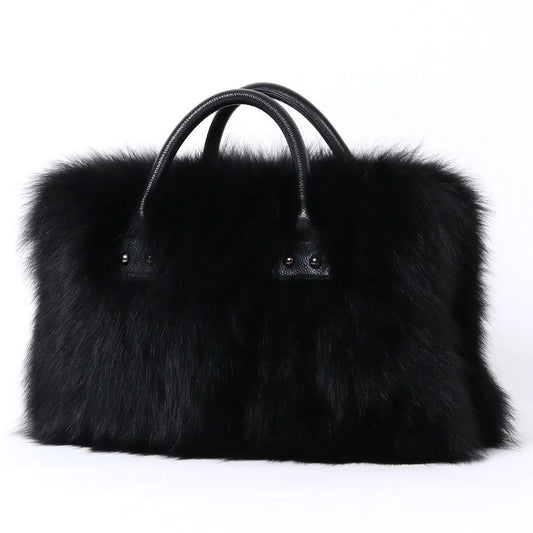 Real Fox Fur Bag Woman Big Bag Ladies Crossbody Bags Designer Luxury Handbags Women Handbag Shoulder Bag Fluffy Tote Bag Fuzzy