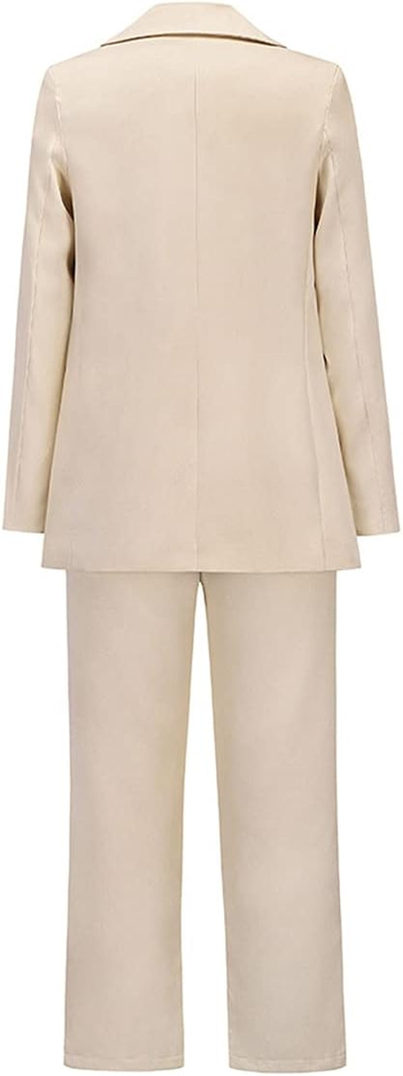 Women'S 2 Piece Suits Set Open Front Long Sleeve Blazer Jackets Outfits and Elastic Waist Solid Pant Set Suit Apricot